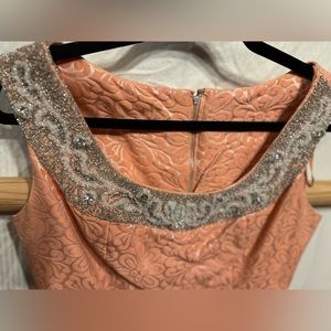 Real Vintage Peach Jacquard Beaded Collar Dress